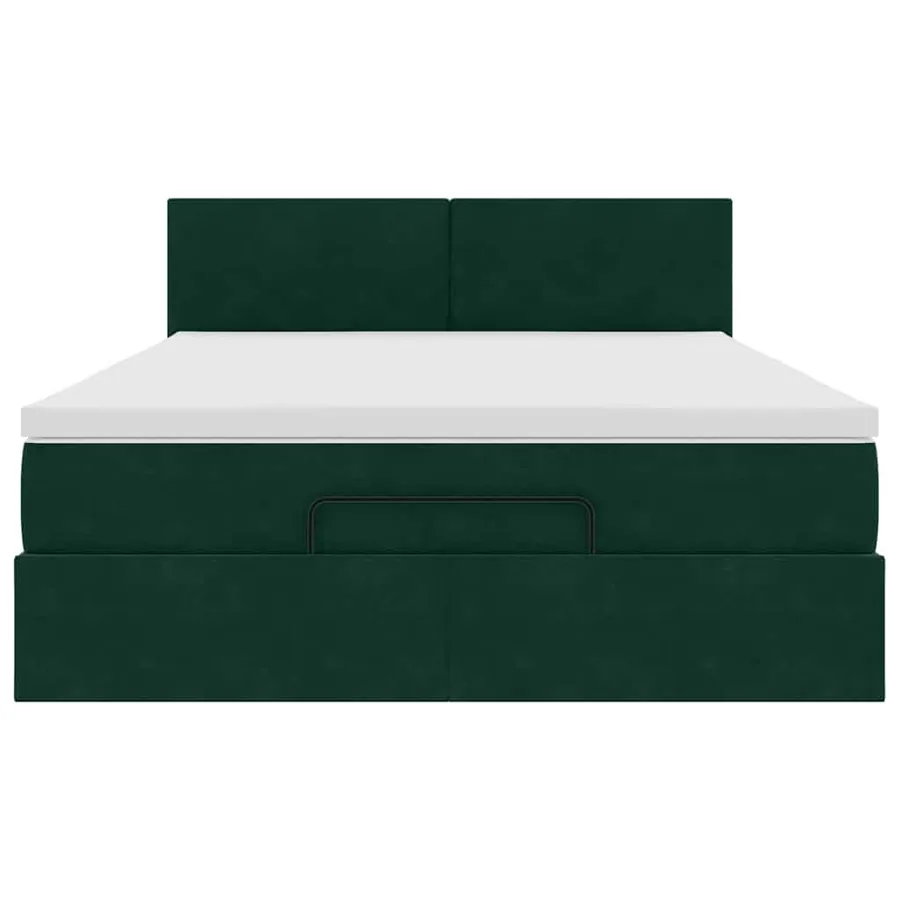 Cadre de lit ottoman avec matelas vert foncé 140x190 cm velours - 7
