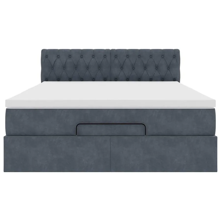 Cadre de lit ottoman avec matelas gris foncé 140x190 cm velours - 7