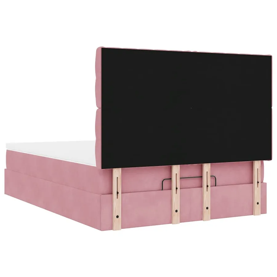 Cadre de lit ottoman avec matelas rose 140x190 cm velours - 10
