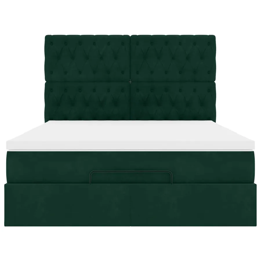 Cadre de lit ottoman avec matelas vert foncé 140x190 cm velours - 7