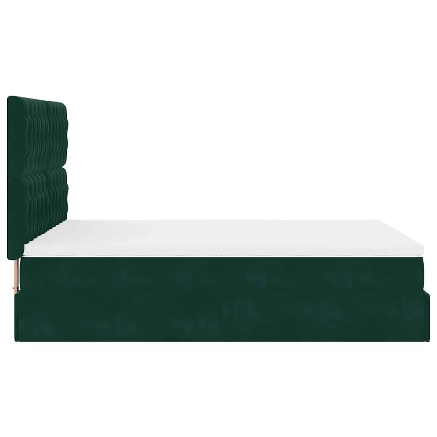 Cadre de lit ottoman avec matelas vert foncé 140x190 cm velours - 8