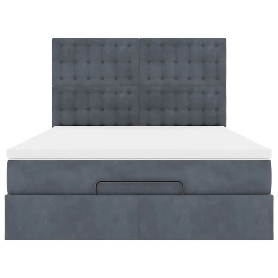 Cadre de lit ottoman avec matelas gris foncé 140x190 cm velours - 7