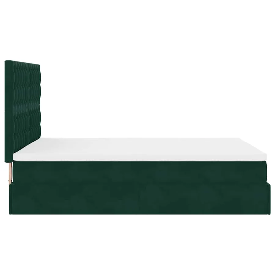 Cadre de lit ottoman avec matelas vert foncé 140x190 cm velours - 8