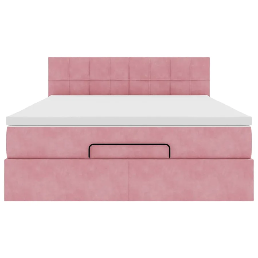 Cadre de lit ottoman avec matelas rose 140x190 cm velours - 6