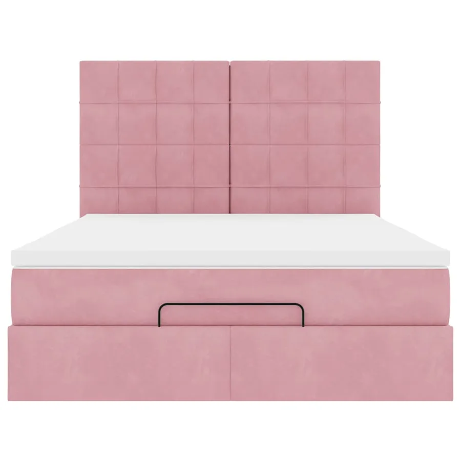 Cadre de lit ottoman avec matelas rose 140x190 cm velours - 7