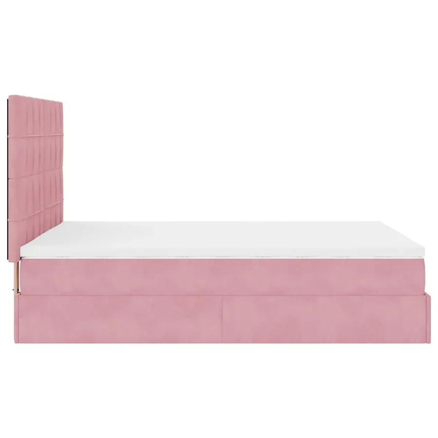 Cadre de lit ottoman avec matelas rose 140x190 cm velours - 8