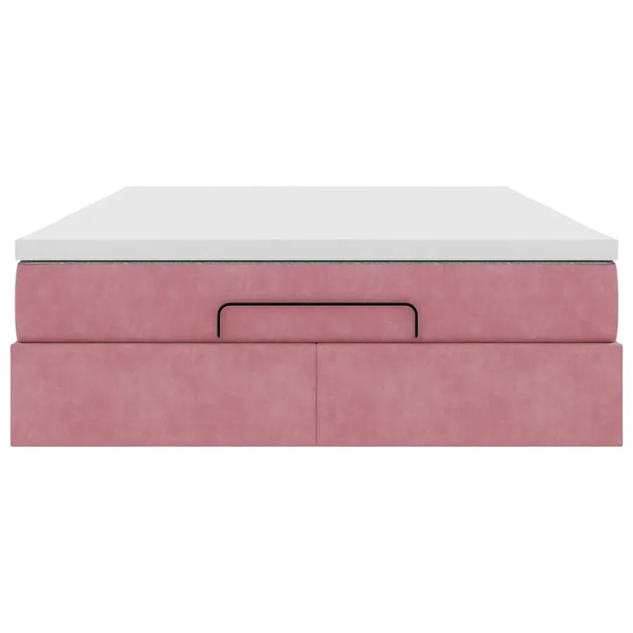 Cadre de lit ottoman avec matelas rose 140x190 cm velours - 7