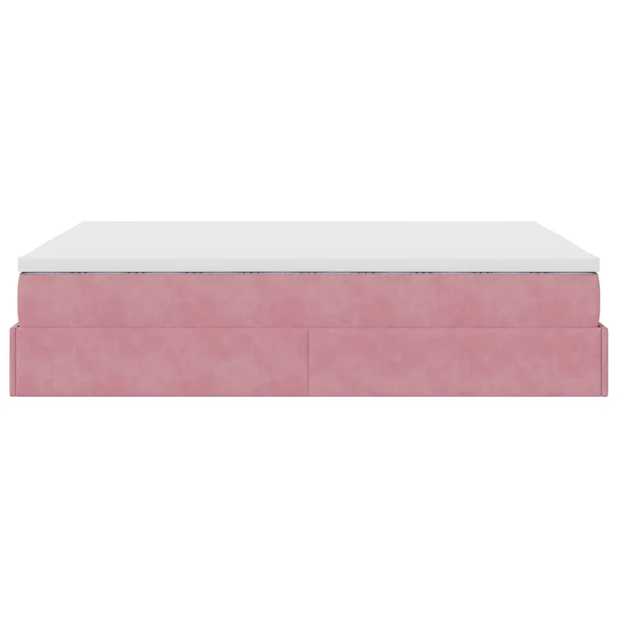 Cadre de lit ottoman avec matelas rose 140x190 cm velours - 9