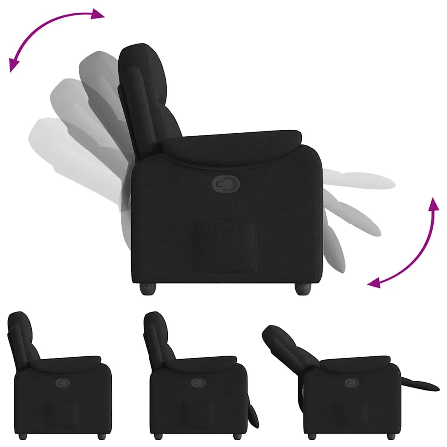 Fauteuil inclinable Noir Tissu - 6