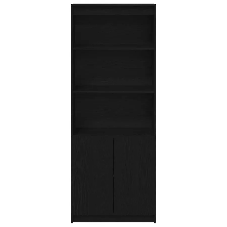 Buffet haut chêne noir 70x35x180 cm bois d'ingénierie - 6