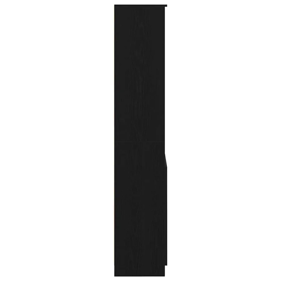 Buffet haut chêne noir 70x35x180 cm bois d'ingénierie - 7