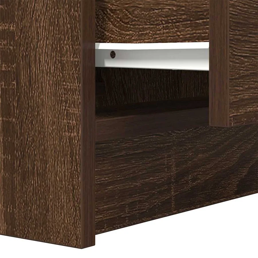 Table de chevet avec 2 tiroirs chêne marron 38x34x80 cm - 10