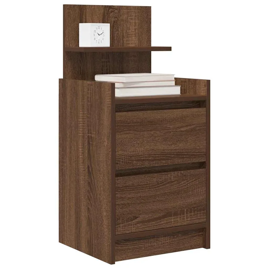 Table de chevet avec 2 tiroirs chêne marron 38x34x80 cm - 4