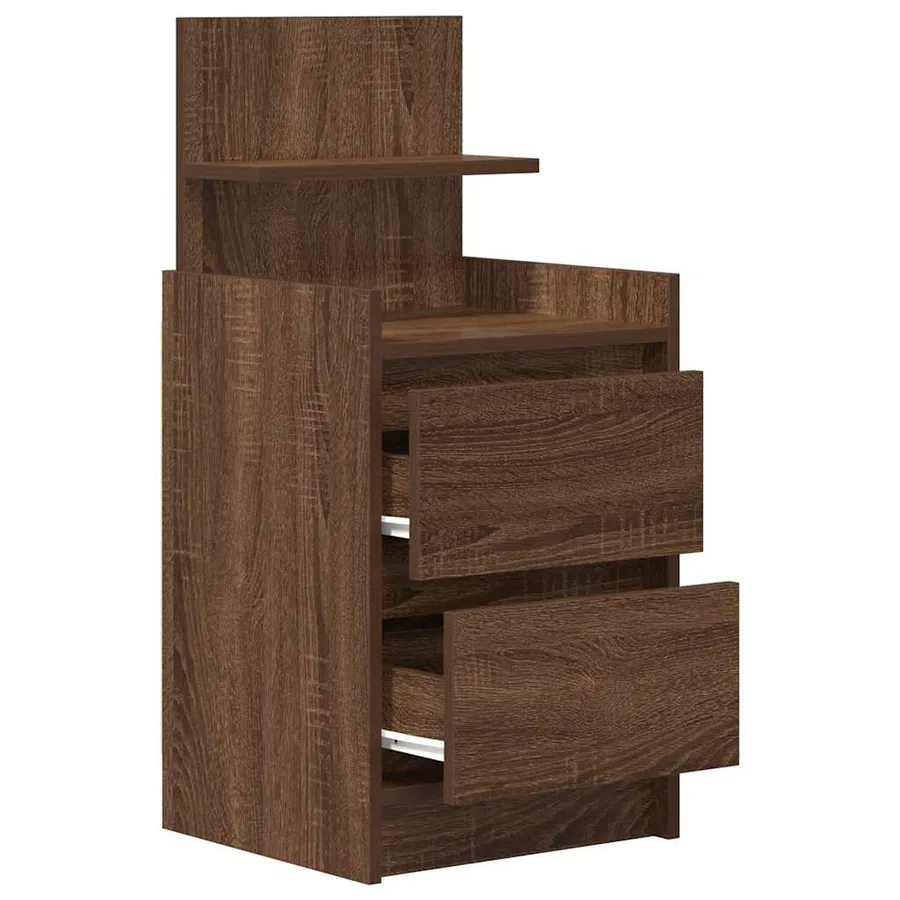 Table de chevet avec 2 tiroirs chêne marron 38x34x80 cm - 5