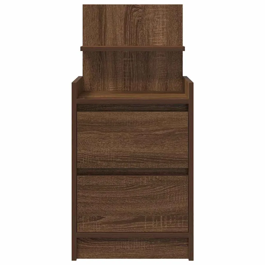 Table de chevet avec 2 tiroirs chêne marron 38x34x80 cm - 6