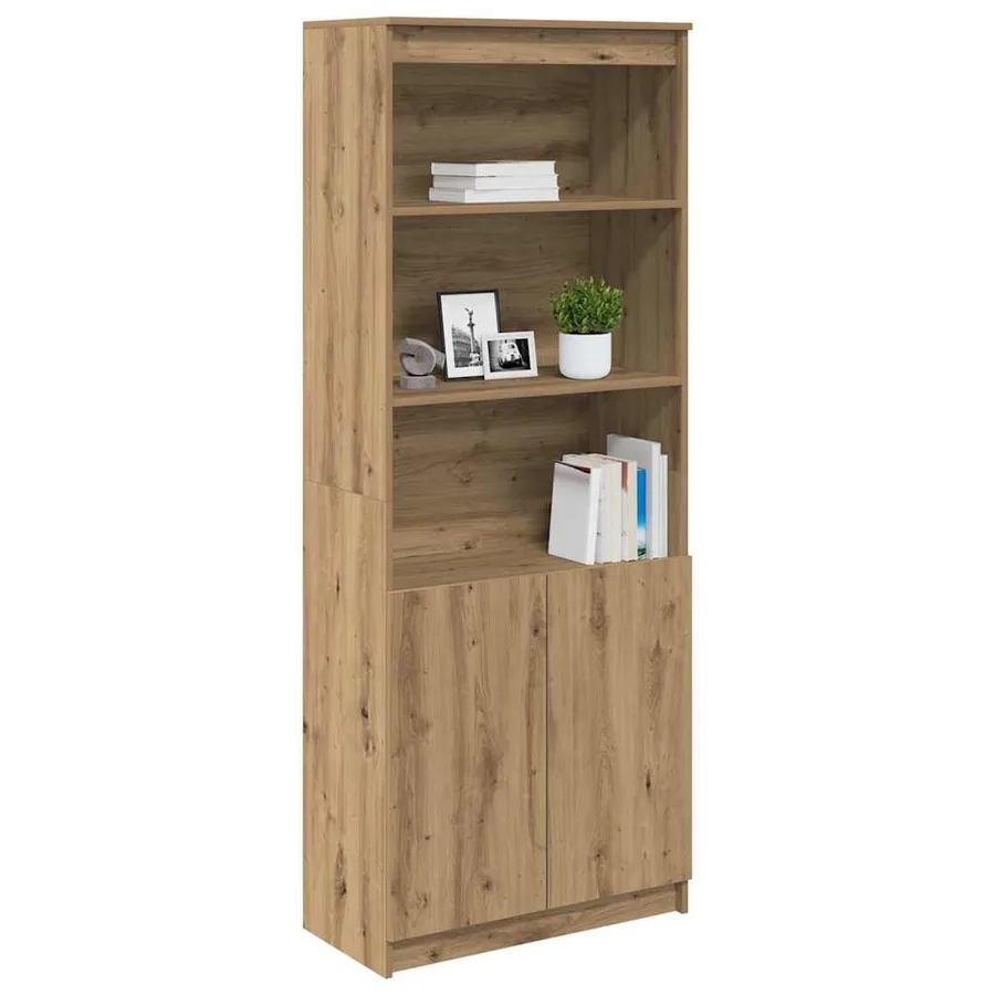 Buffet haut chêne artisanal 70x35x180 cm bois d'ingénierie - 4