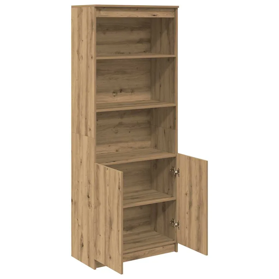 Buffet haut chêne artisanal 70x35x180 cm bois d'ingénierie - 5