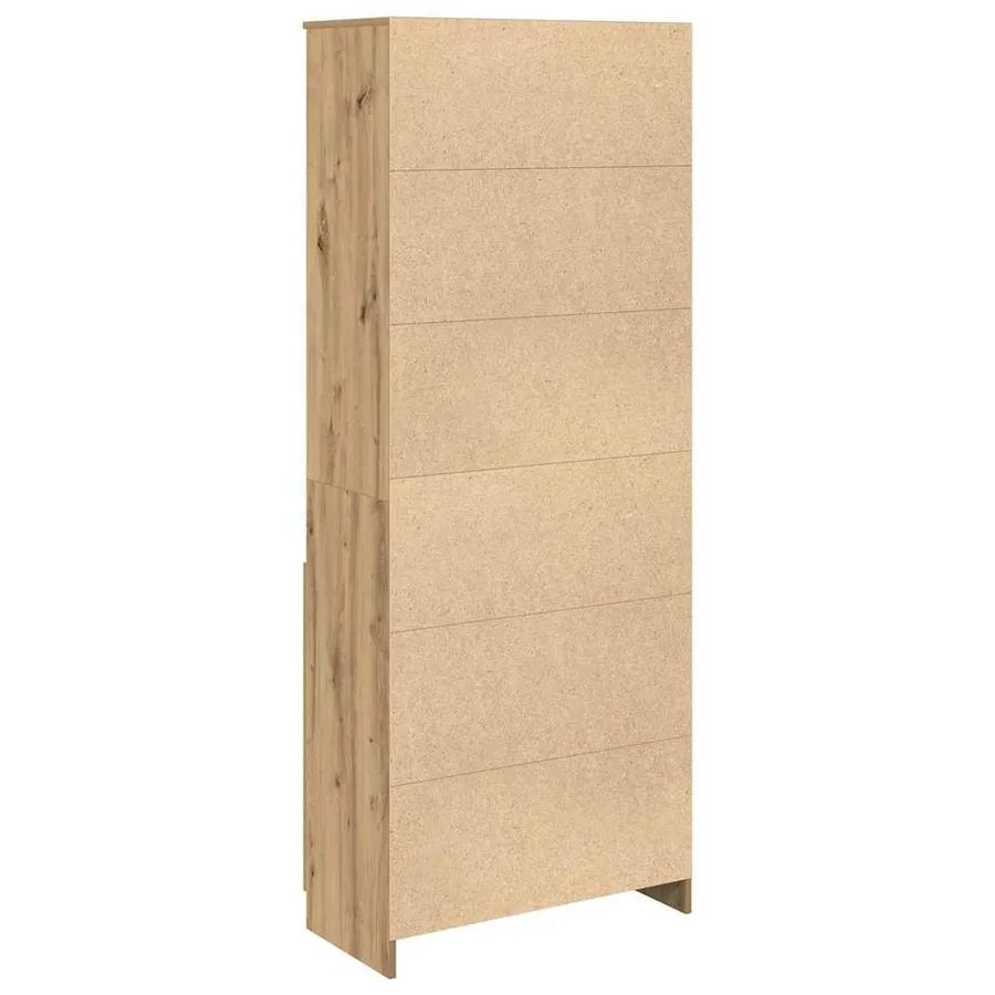 Buffet haut chêne artisanal 70x35x180 cm bois d'ingénierie - 8