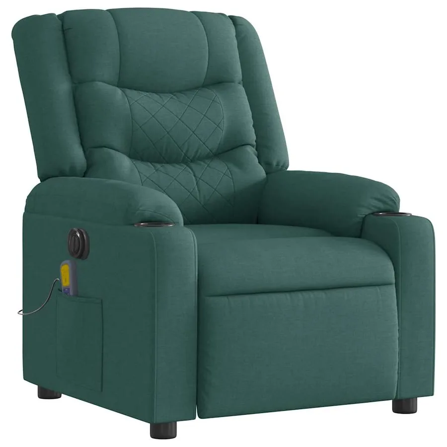 Fauteuil de massage inclinable électrique Vert foncé Tissu - 6