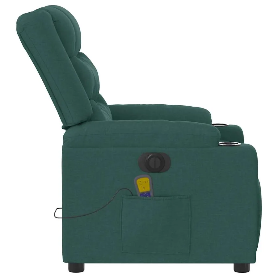 Fauteuil de massage inclinable électrique Vert foncé Tissu - 7