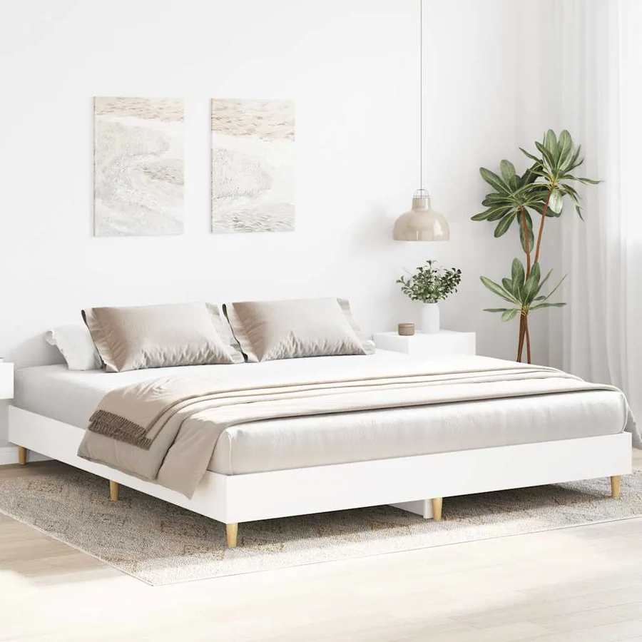 Cadre de lit sans matelas blanc 200x200 cm bois d'ingénierie - 3