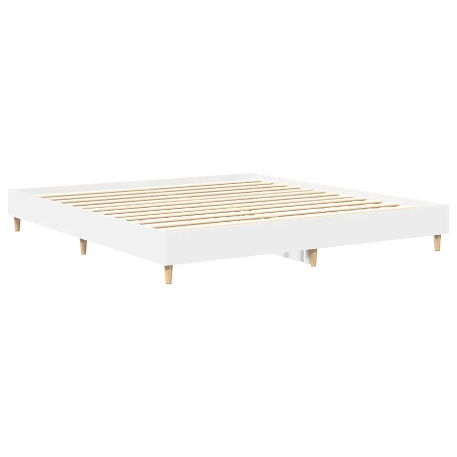 Cadre de lit sans matelas blanc 200x200 cm bois d'ingénierie - 7
