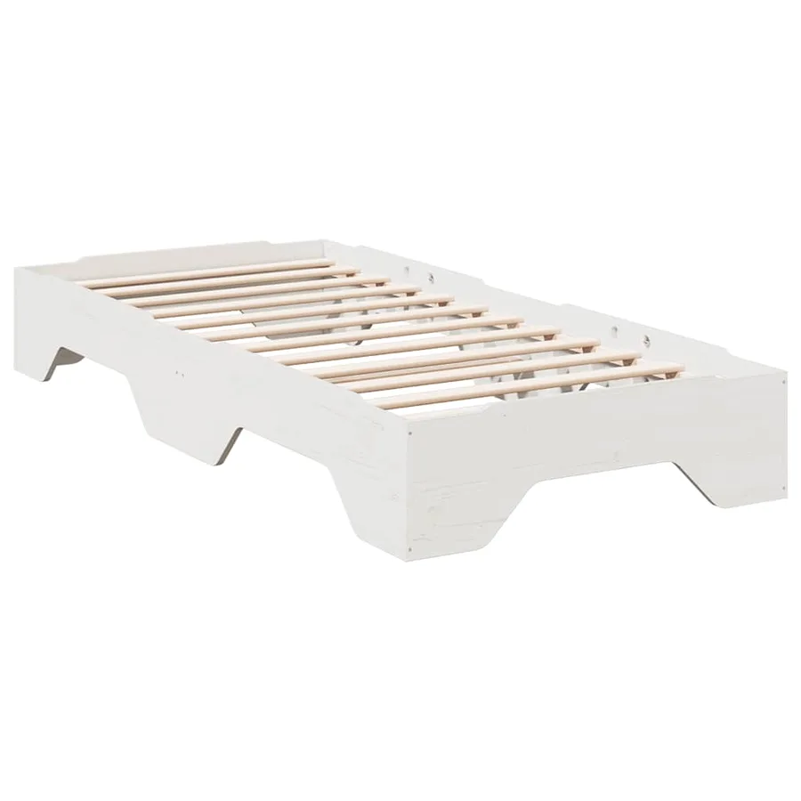 Cadre de lit sans matelas empilable blanc 75x190 cm bois massif - 7