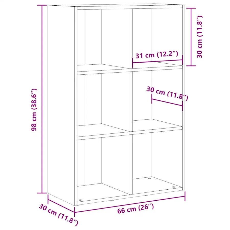 Bibliothèque/Buffet vieux bois 66x30x98 cm bois d'ingénierie - 11