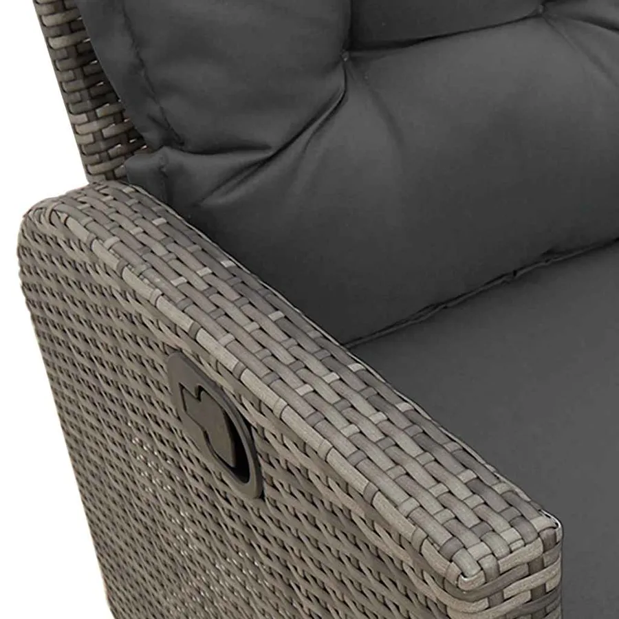 Canapé de jardin inclinable coussins forme de L gris polyrotin - 12