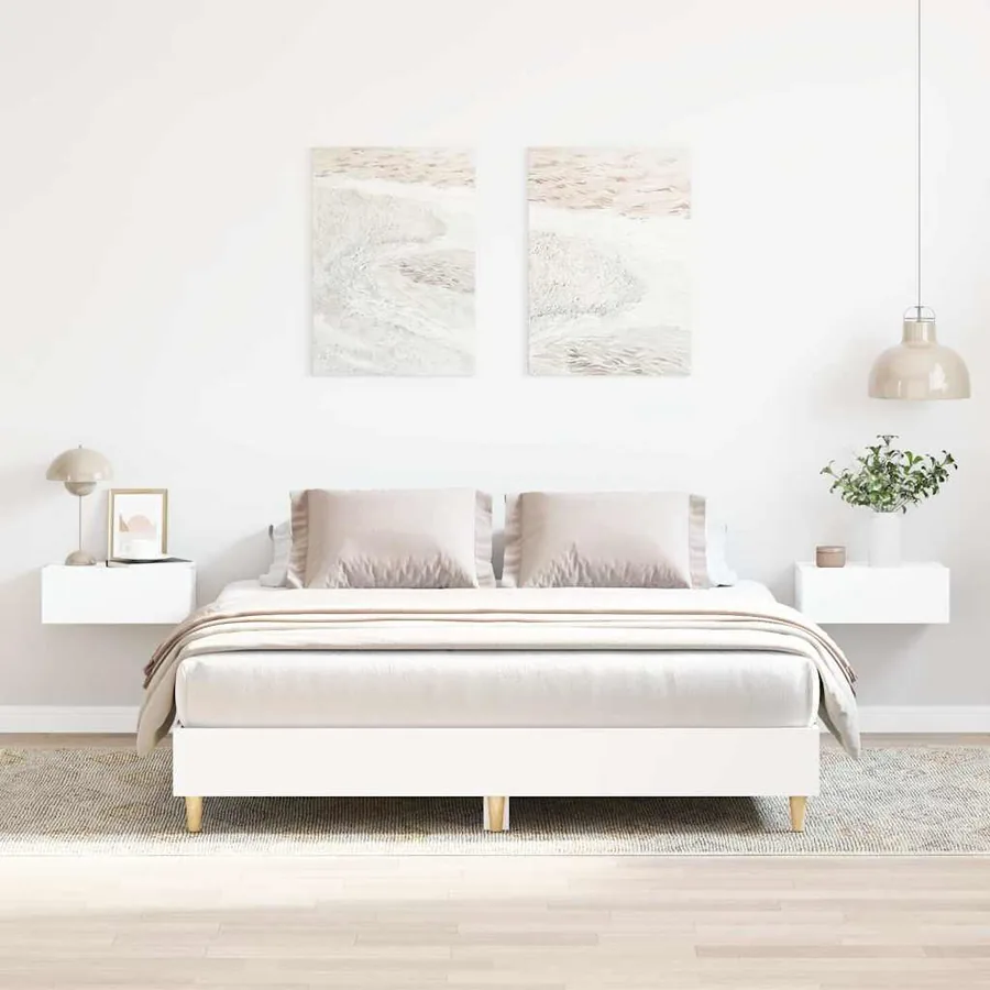 Cadre de lit sans matelas blanc 150x200 cm bois d'ingénierie