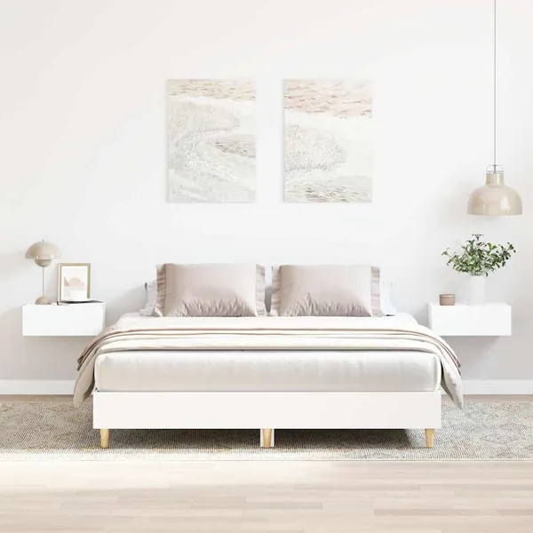 Cadre de lit sans matelas blanc 150x200 cm bois d'ingénierie