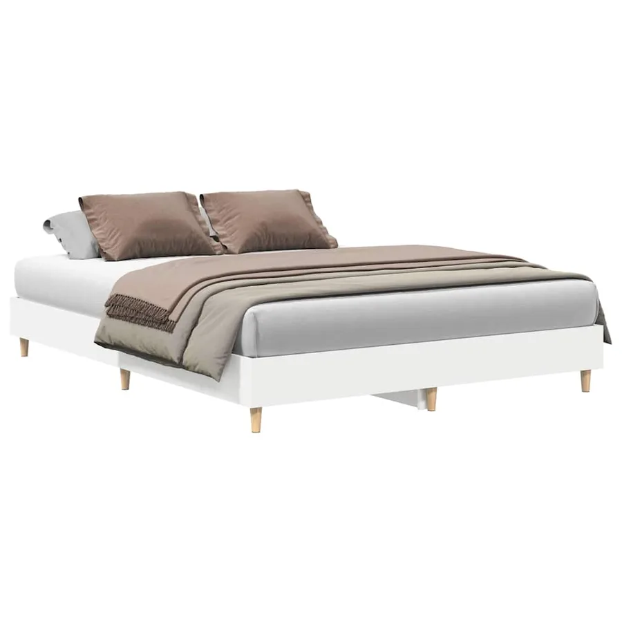 Cadre de lit sans matelas blanc 150x200 cm bois d'ingénierie - 2