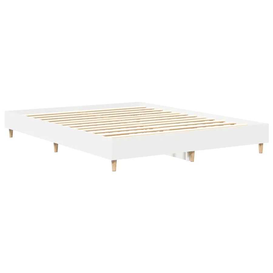 Cadre de lit sans matelas blanc 150x200 cm bois d'ingénierie - 4