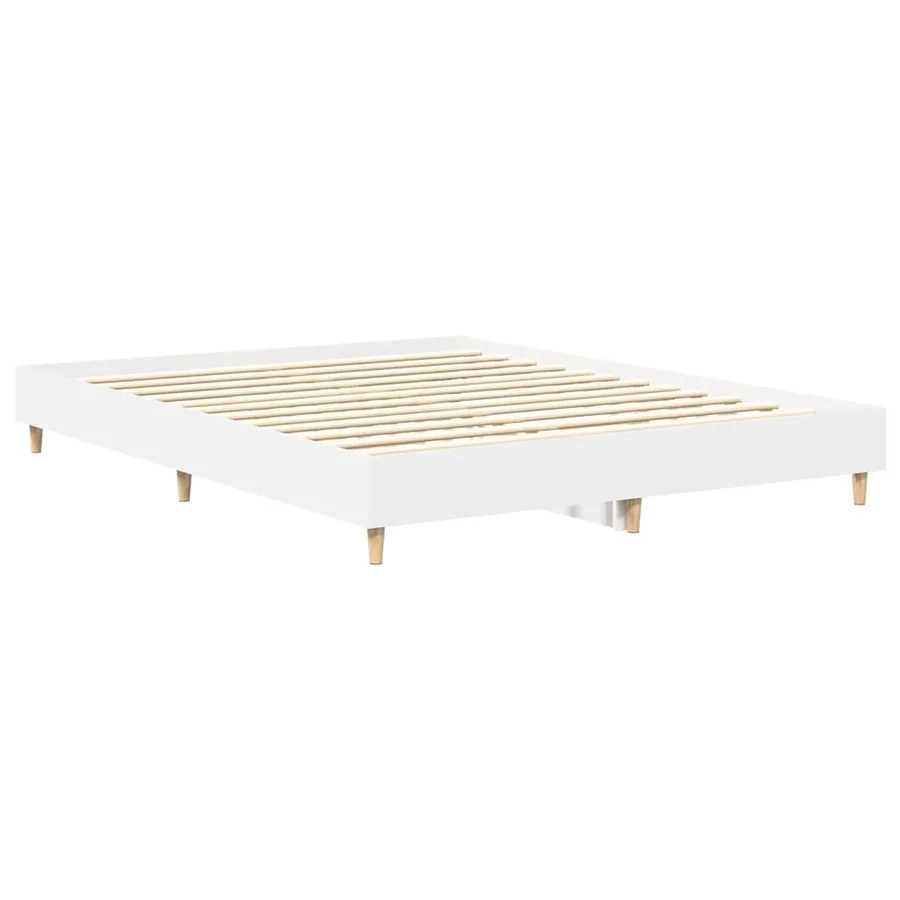 Cadre de lit sans matelas blanc 150x200 cm bois d'ingénierie - 7