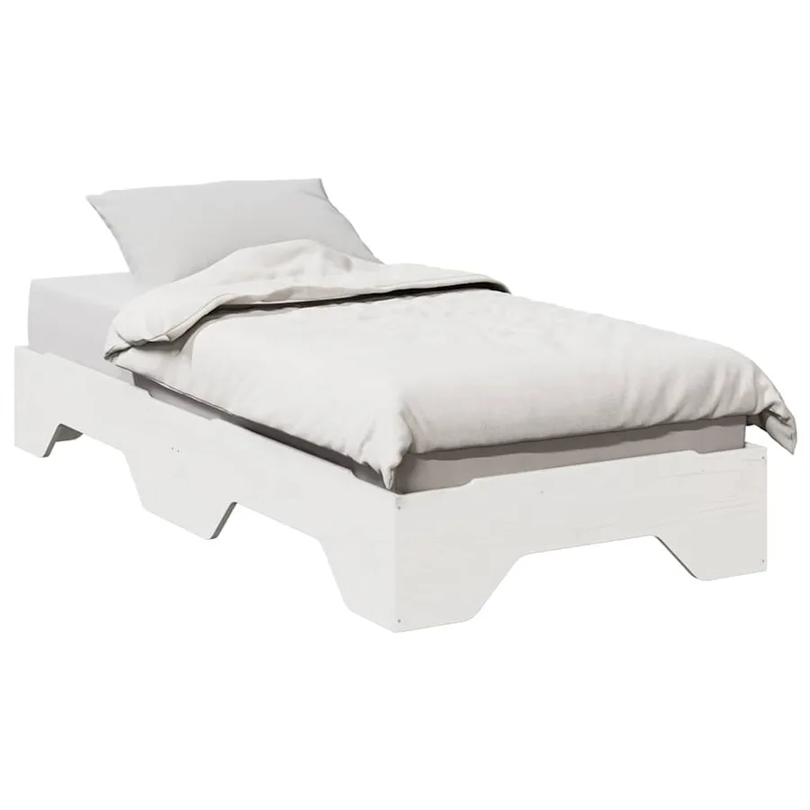 Cadre de lit sans matelas empilable blanc 80x200 cm bois massif - 4