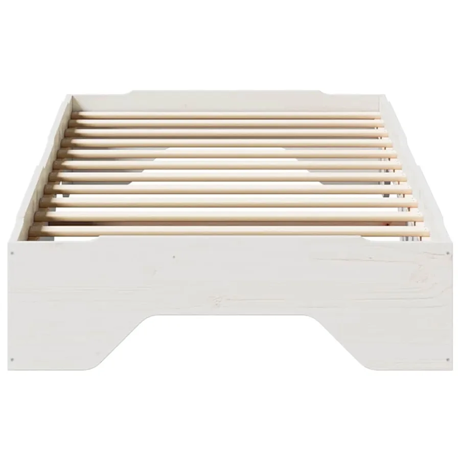 Cadre de lit sans matelas empilable blanc 80x200 cm bois massif - 5