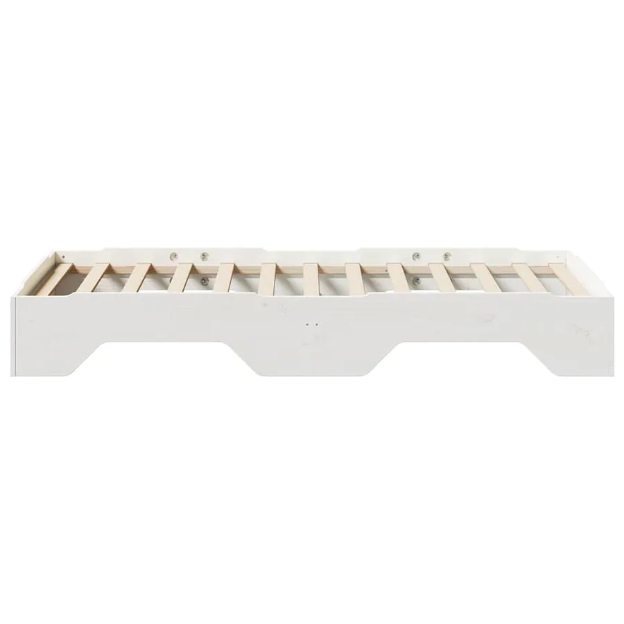 Cadre de lit sans matelas empilable blanc 80x200 cm bois massif - 6