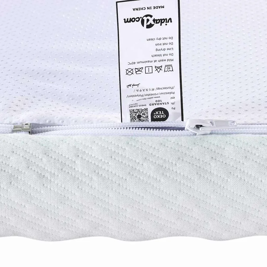 Surmatelas Blanc et vert 180 x 200 cm Tissu Jacquard - 9