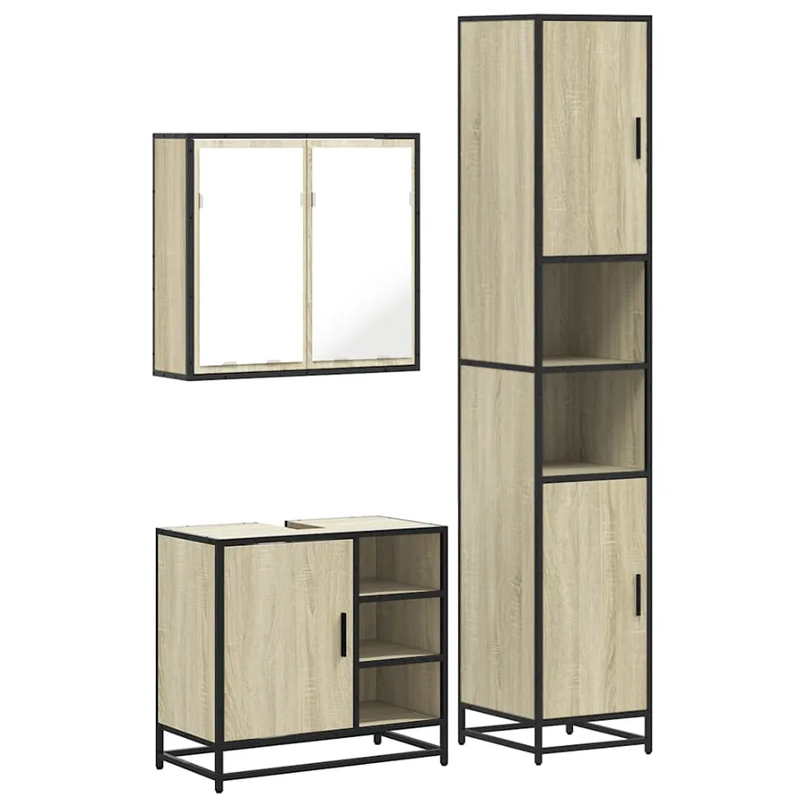 Ensemble de meubles de salle de bain 3 pcs chêne sonoma - 2