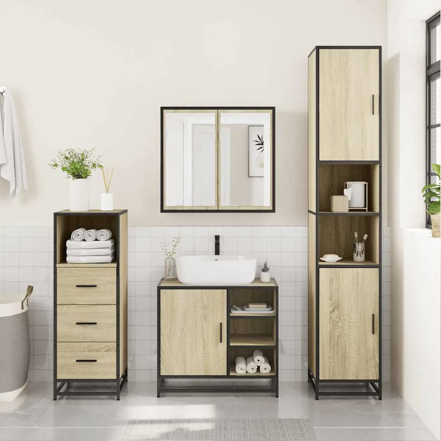 Ensemble de meubles de salle de bain 3 pcs chêne sonoma - 3