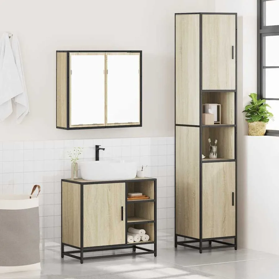 Ensemble de meubles de salle de bain 3 pcs chêne sonoma - 4