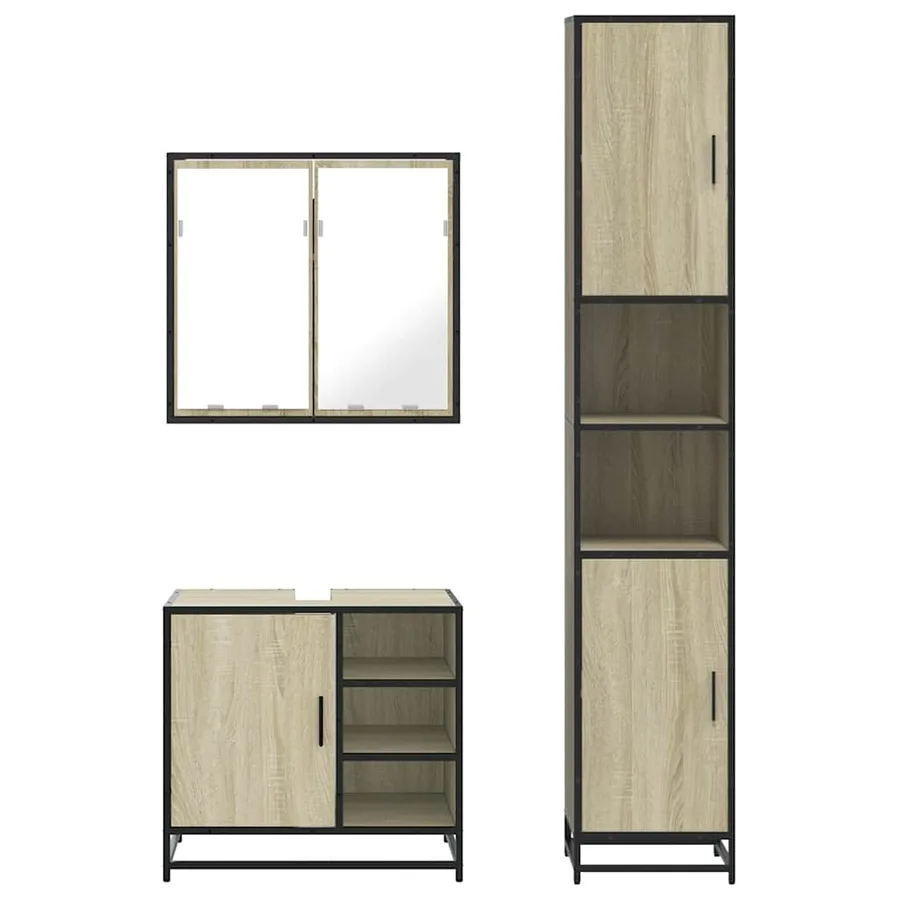 Ensemble de meubles de salle de bain 3 pcs chêne sonoma - 5