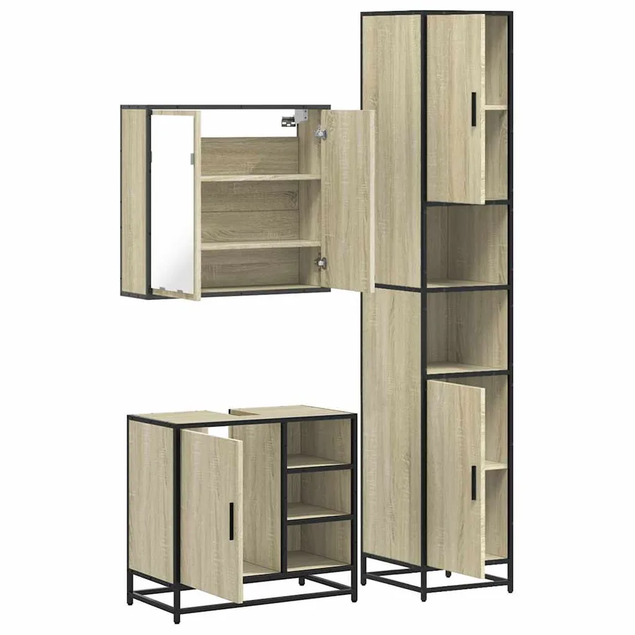 Ensemble de meubles de salle de bain 3 pcs chêne sonoma - 8