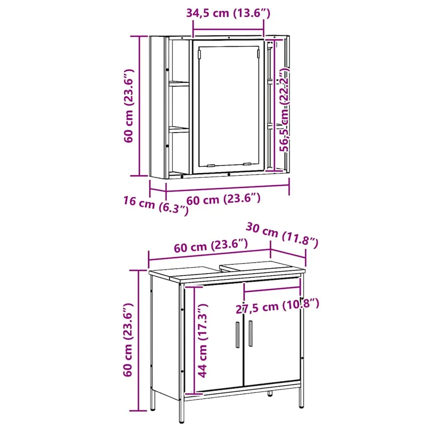 Ensemble de mobilier de salle de bain avec étagère 2 pcs Marron - 13