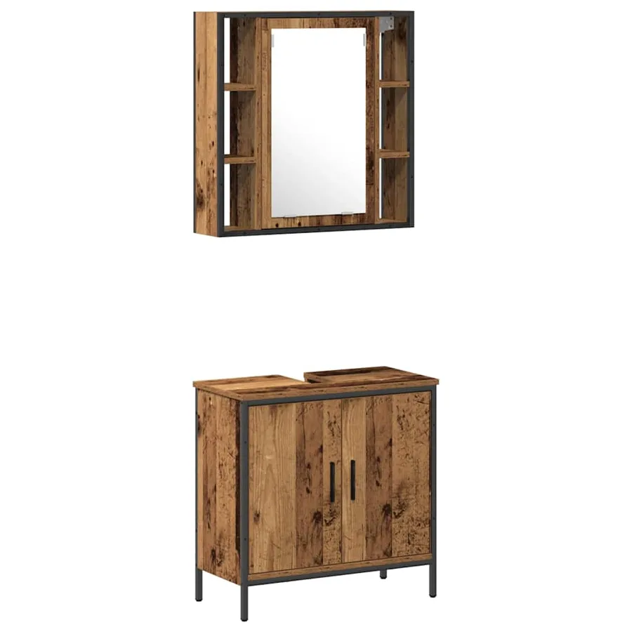 Ensemble de mobilier de salle de bain avec étagère 2 pcs Marron - 2