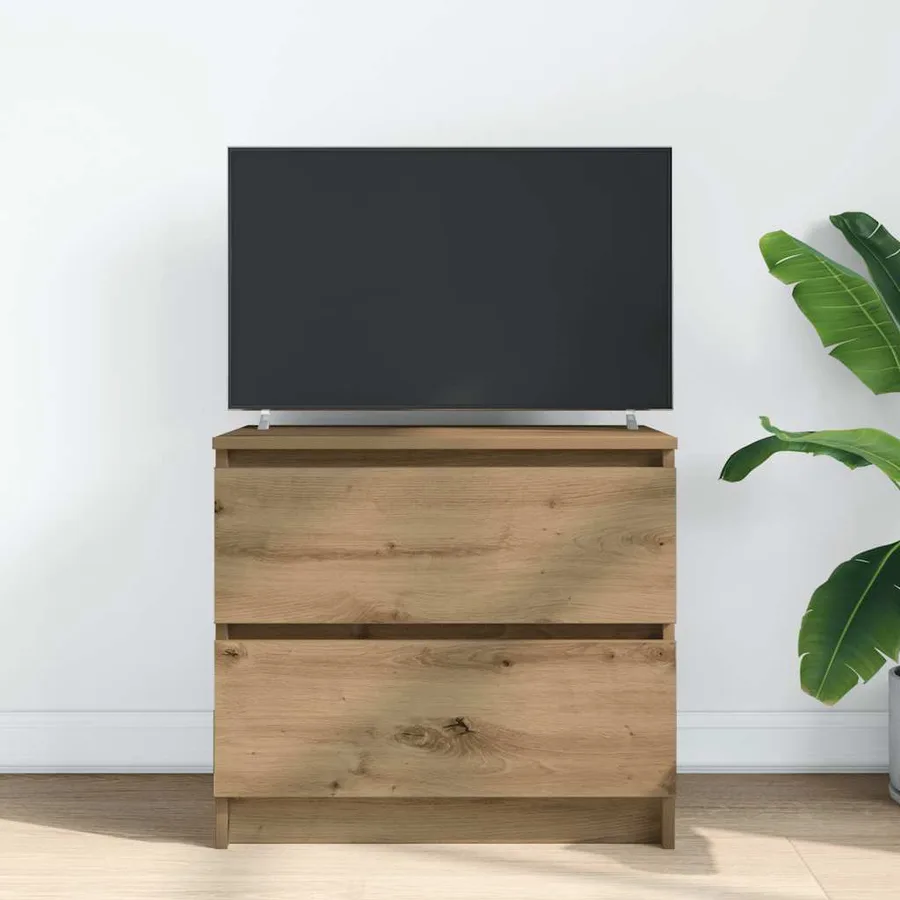 Meuble TV chêne artisanal 60x35x54 cm bois d'ingénierie - 3