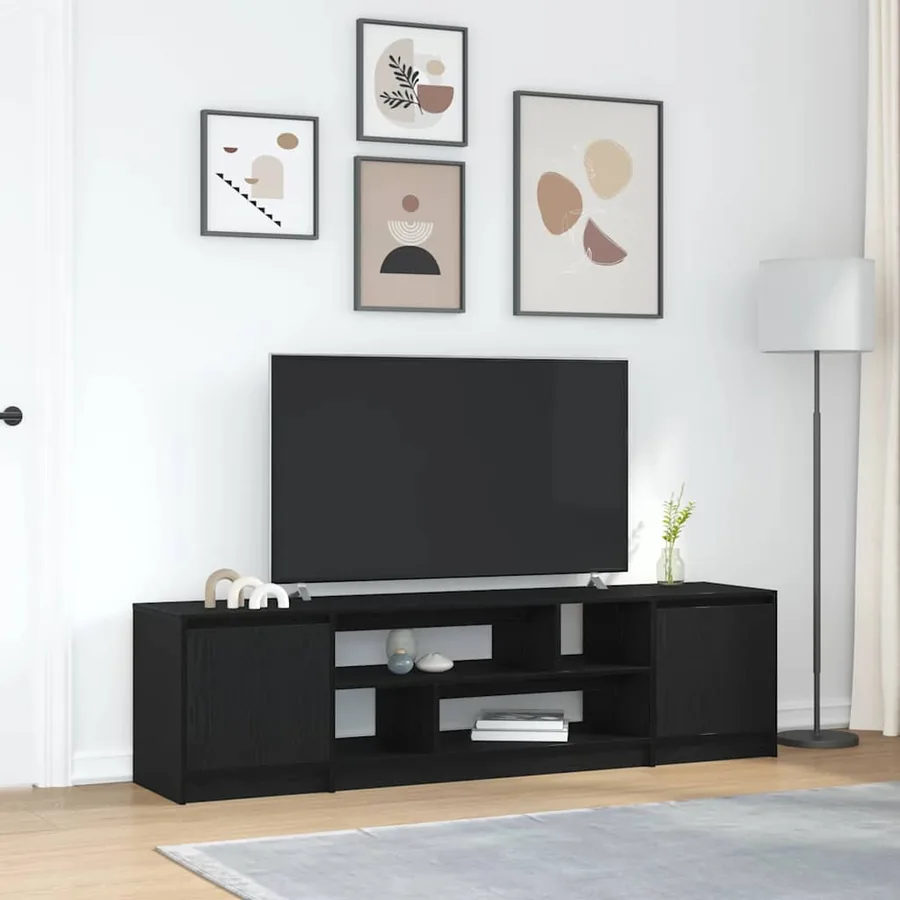 Meuble TV chêne noir 188,5x41x50 cm bois d'ingénierie