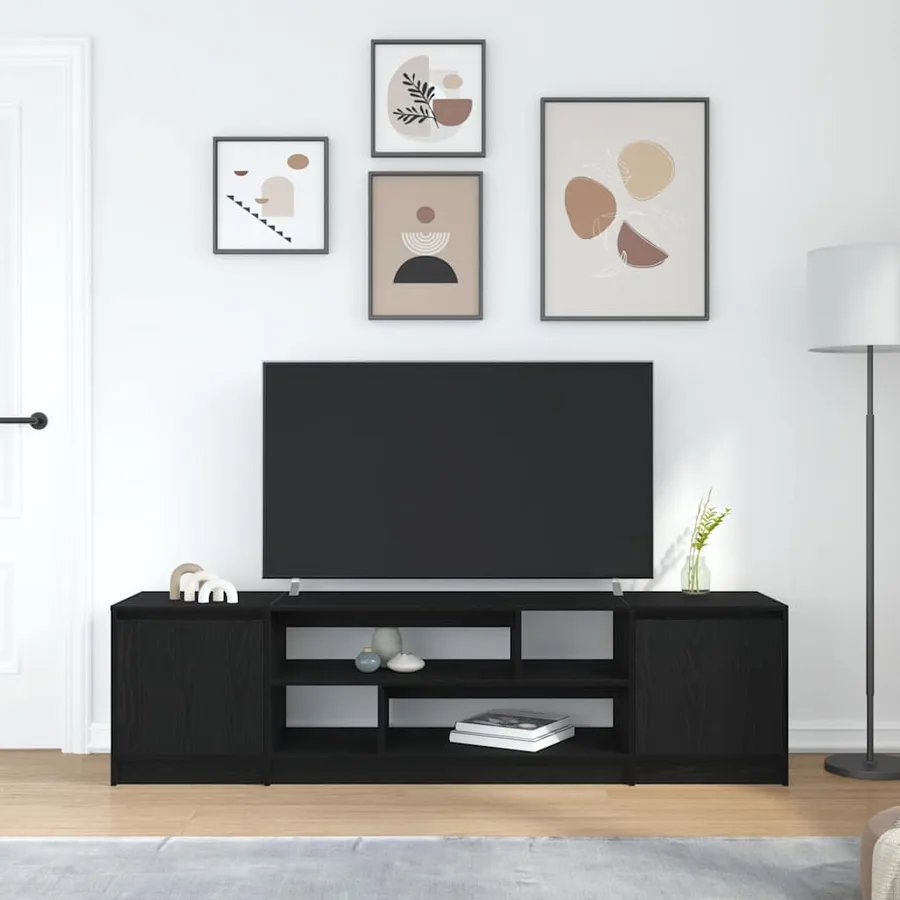 Meuble TV chêne noir 188,5x41x50 cm bois d'ingénierie - 3