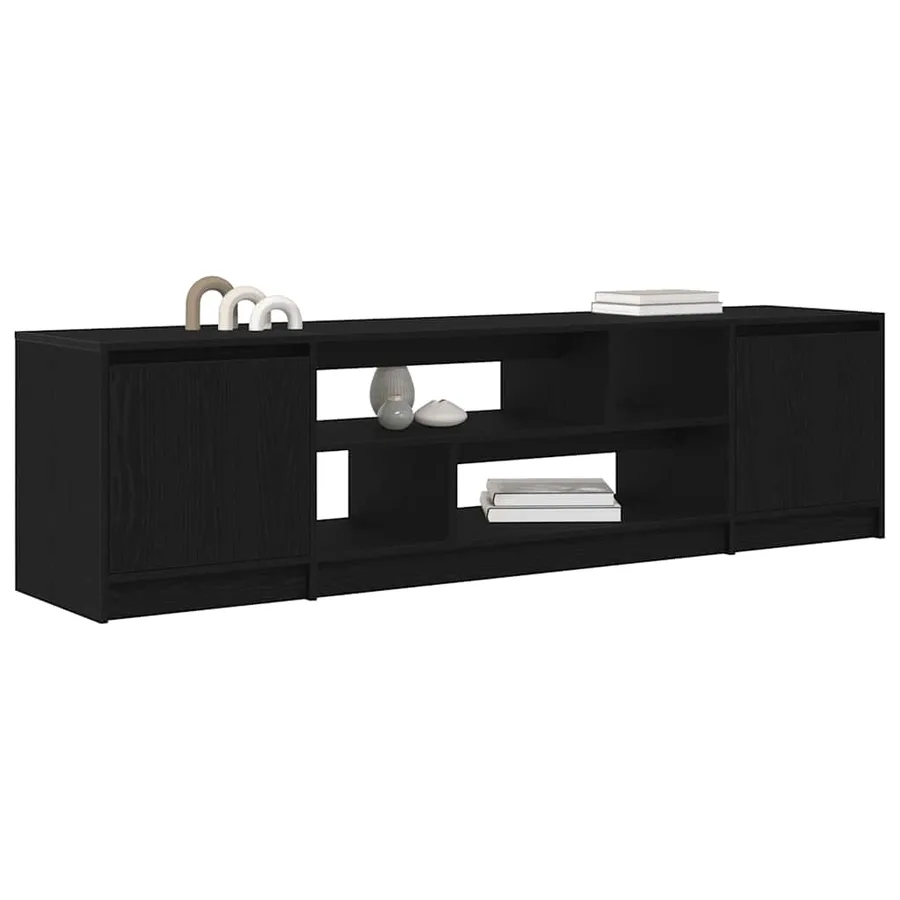 Meuble TV chêne noir 188,5x41x50 cm bois d'ingénierie - 4