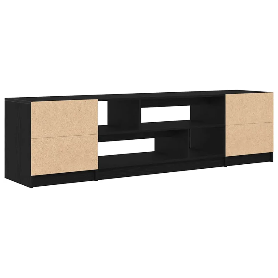 Meuble TV chêne noir 188,5x41x50 cm bois d'ingénierie - 8